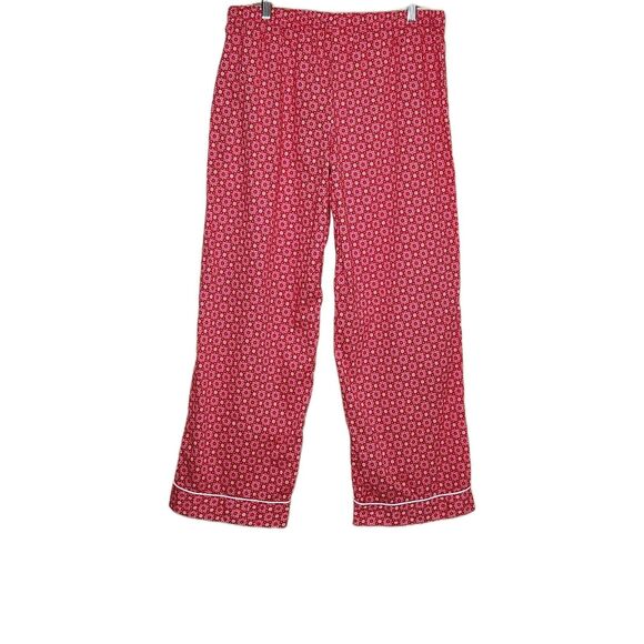 Victoria's Secret 2 Piece Pajama Set Women's Large Red Pink White Floral Cotton - Picture 7 of 13